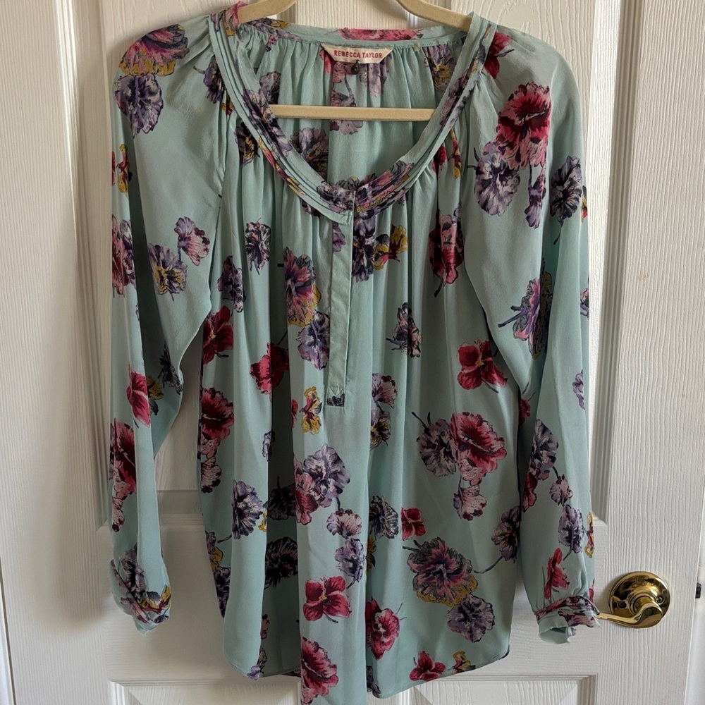 Rebecca Taylor Mint Floral Blouse
